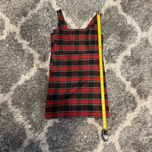 NEW Copper Key Dress Black Red Plaid Square Neck Jumper Zip Above Knee Size L - Picture 7 of 7